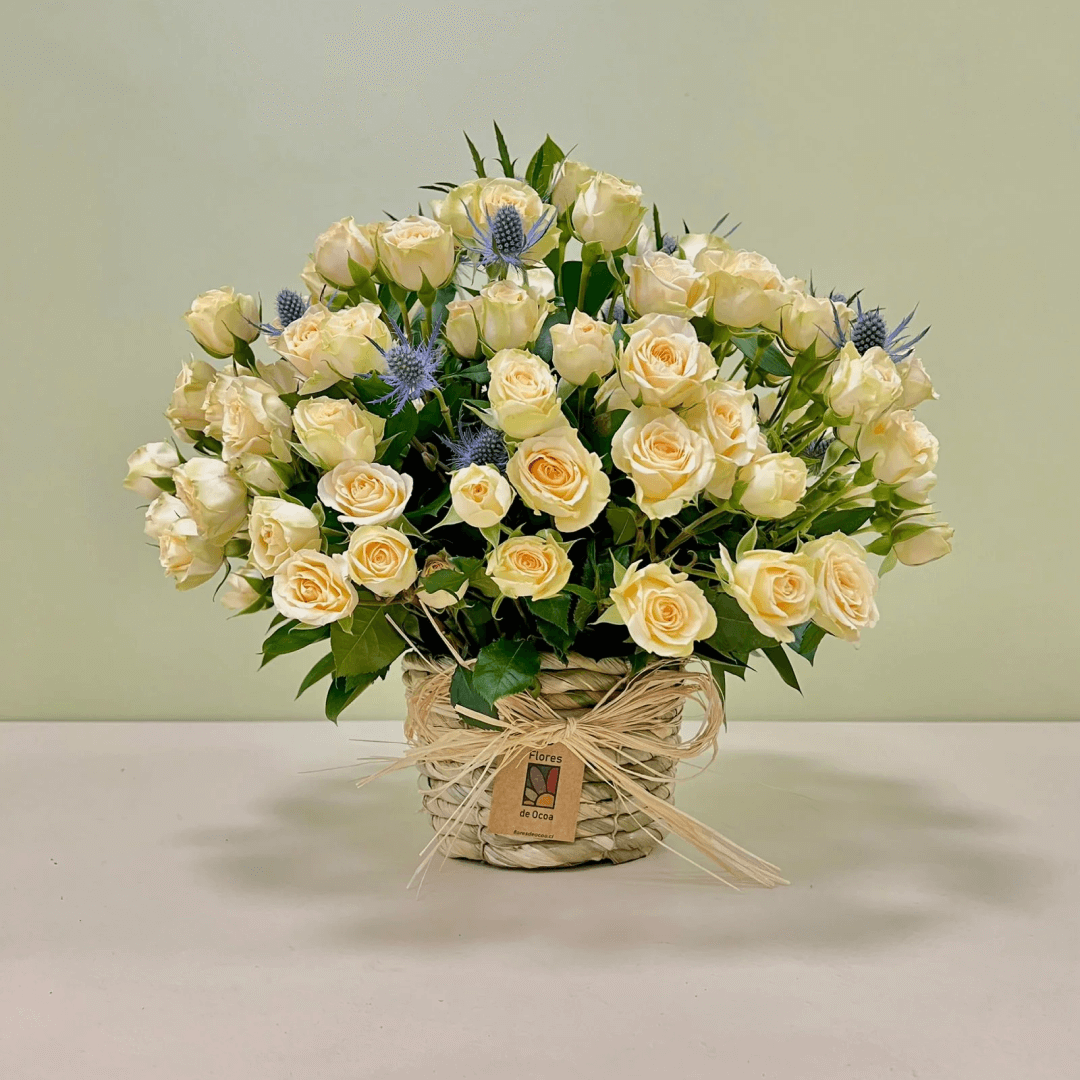 Canasto Mini Rosas & Eryngium